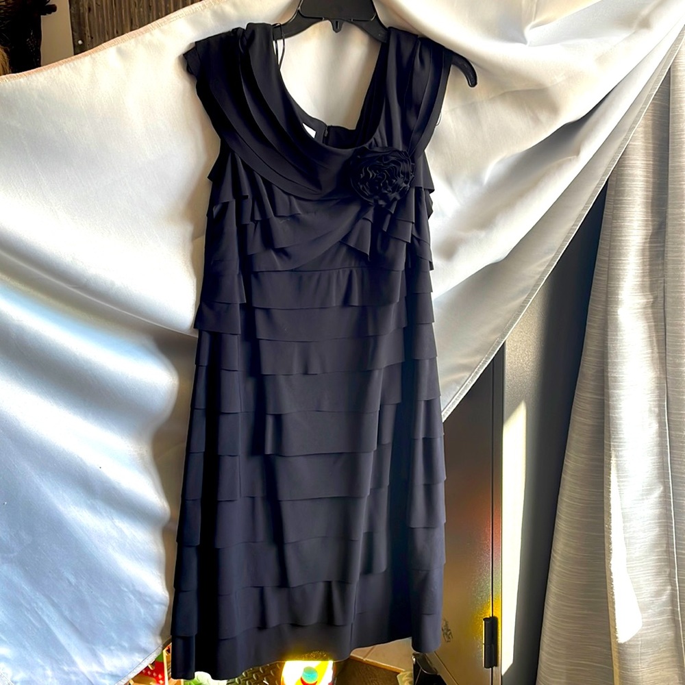 London Times Little Black dress. Beautiful Detail. Tiered fabric. Worn Once.